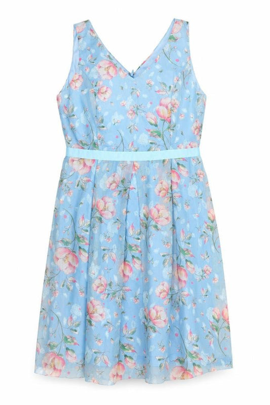 Marc Angelo Women's Blue Floral Fit & Flare Dress Size 14