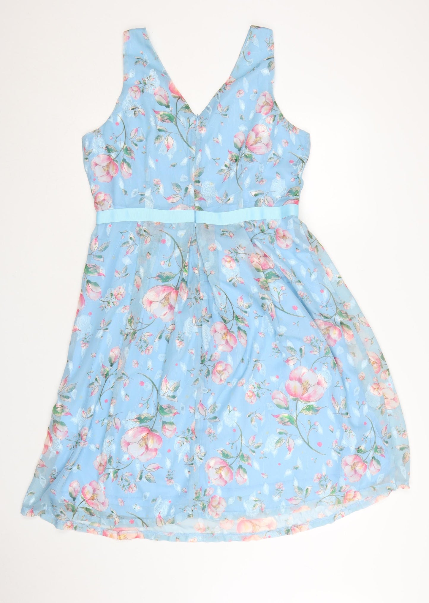 Marc Angelo Women's Blue Floral Fit & Flare Dress Size 14