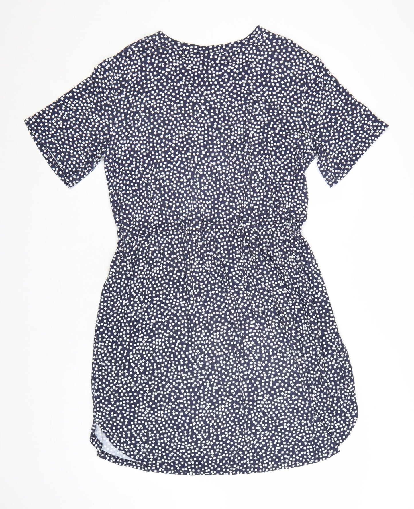 Warehouse Women Blue Geometric Short Sleeve Shift Dress Size 14