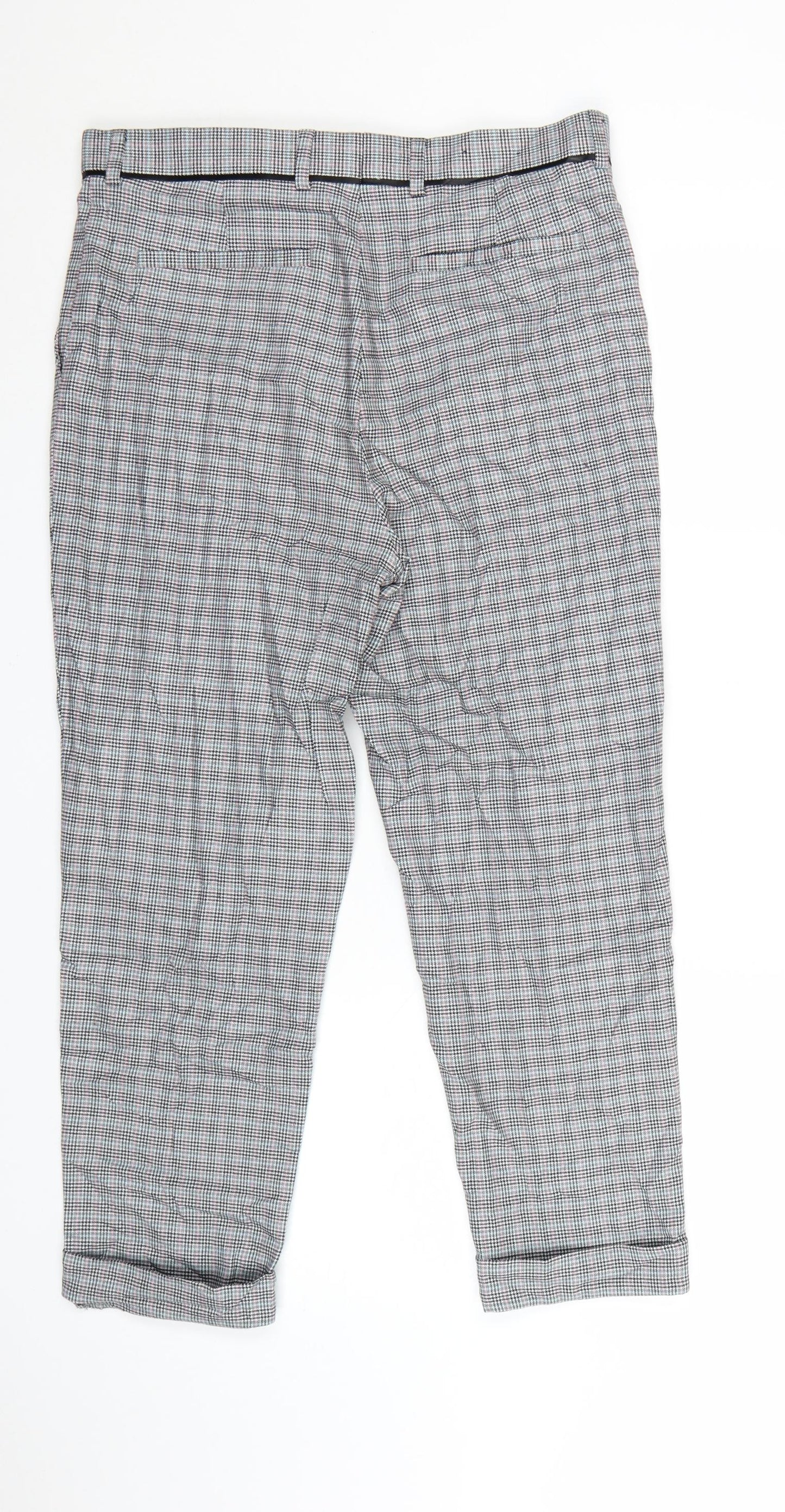 Topman Men’s Grey Checked Slim Fit Chino Trousers Size S 32W 30L