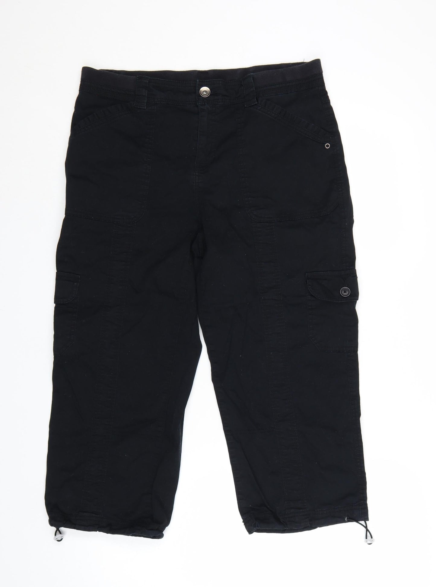 Style & Co Women’s Black Cotton Cargo Cropped Trousers Size 10