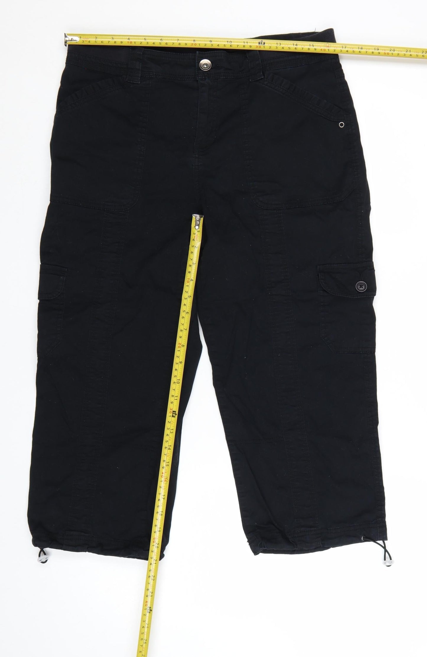 Style & Co Women’s Black Cotton Cargo Cropped Trousers Size 10