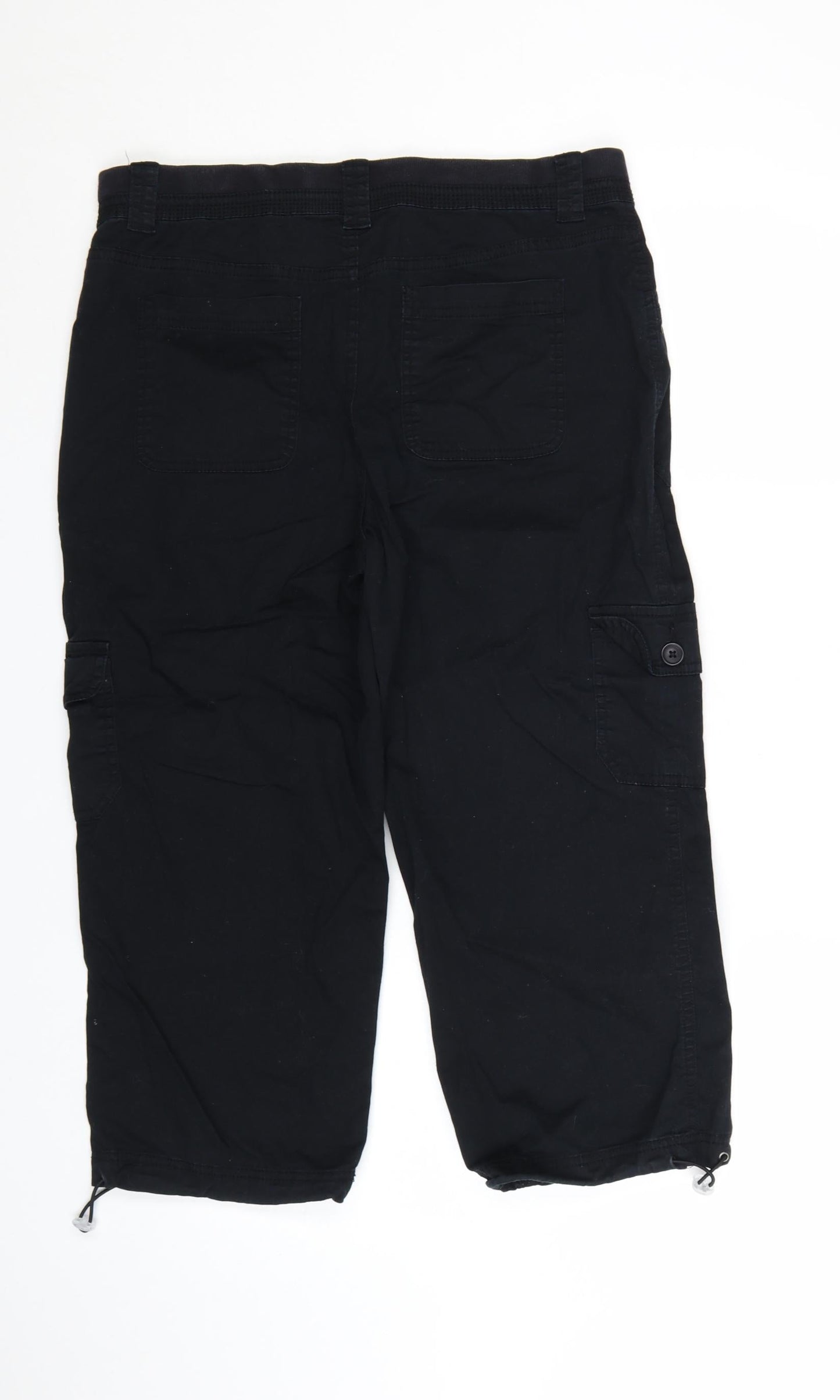 Style & Co Women’s Black Cotton Cargo Cropped Trousers Size 10