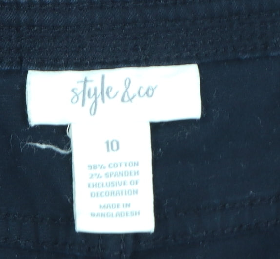 Style & Co Women’s Black Cotton Cargo Cropped Trousers Size 10