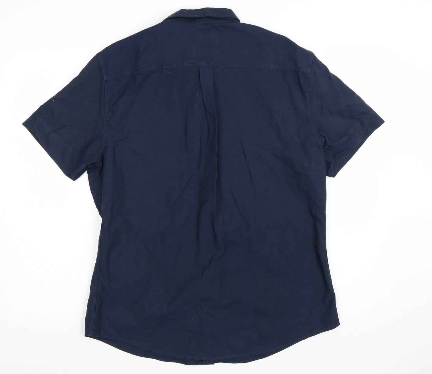 By Very Men's Navy Blue Short Sleeve Button-Up Cotton Shirt L