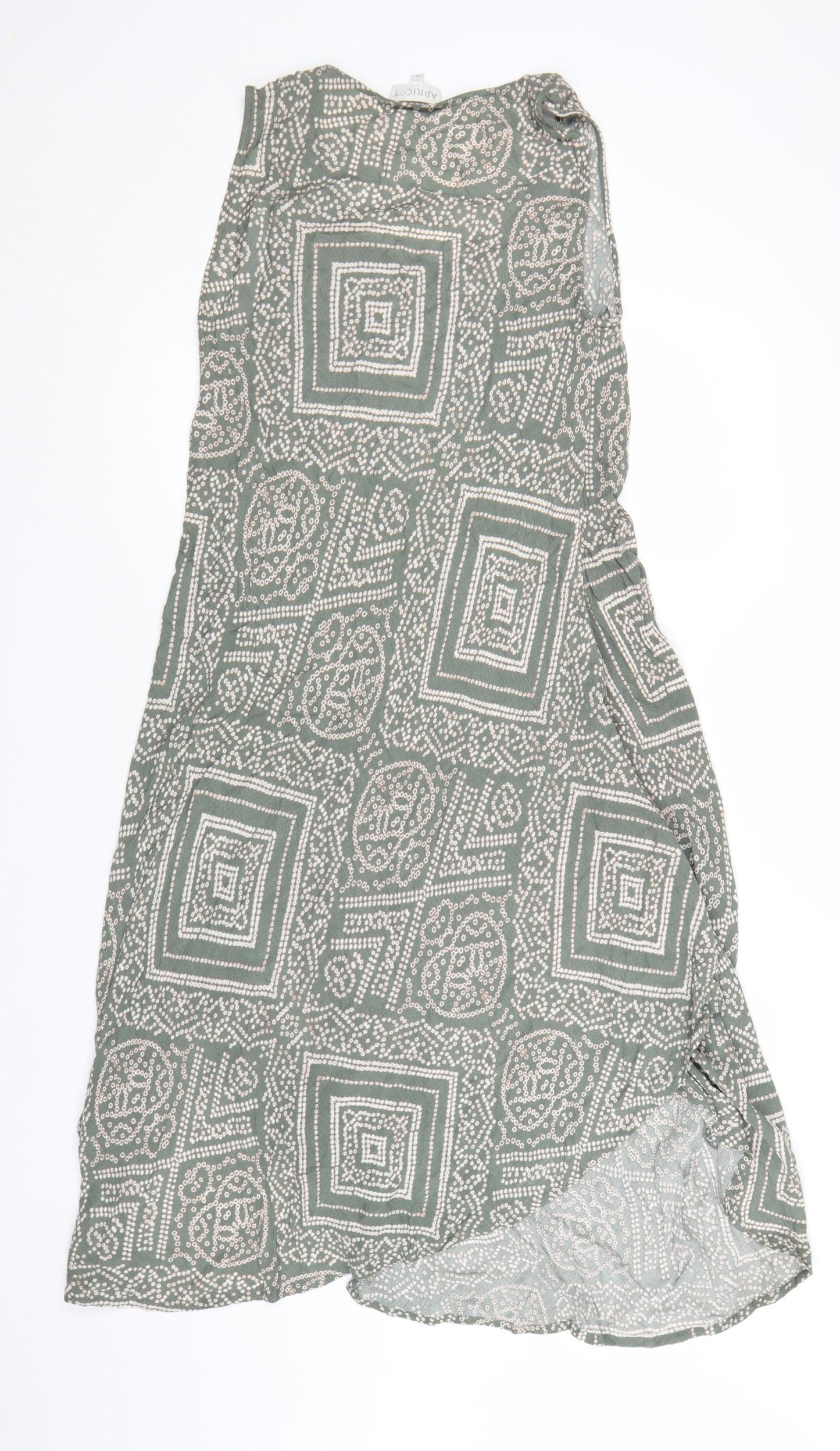 Apricot Women Green Geometric A-Line Sleeveless Viscose Dress UK 14