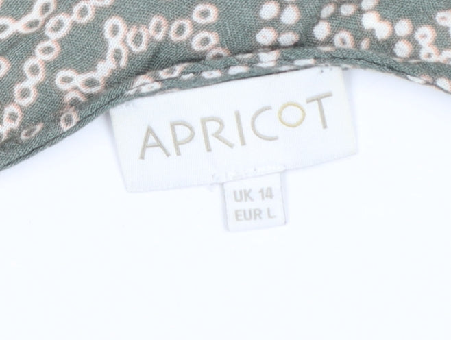 Apricot Women Green Geometric A-Line Sleeveless Viscose Dress UK 14