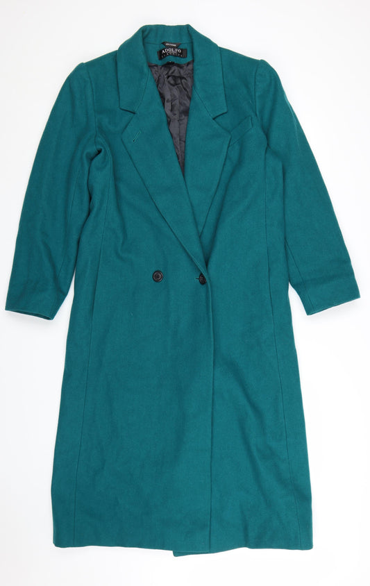 Adolfo Classics Women's Green Wool Long Overcoat Size 8