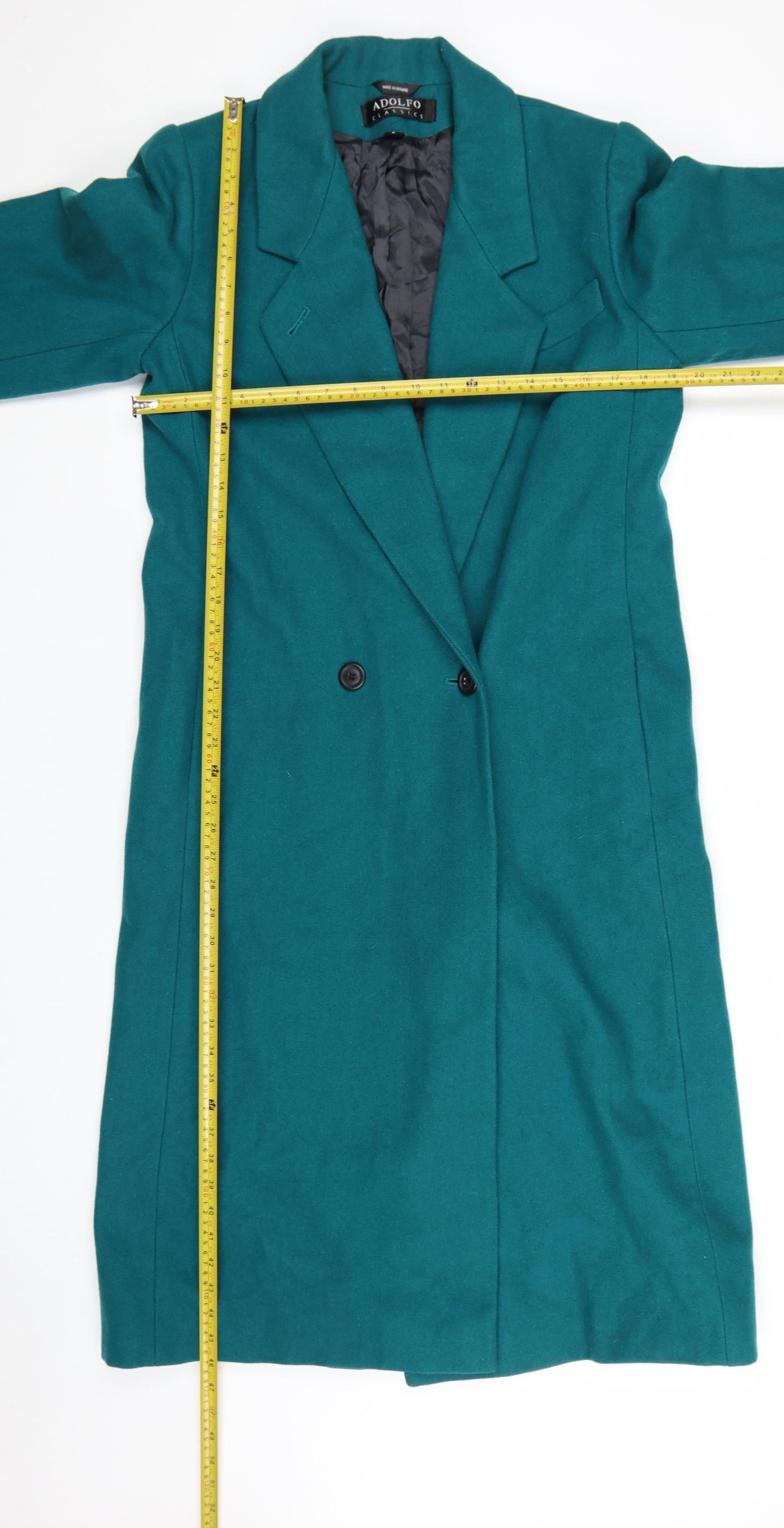 Adolfo Classics Women's Green Wool Long Overcoat Size 8