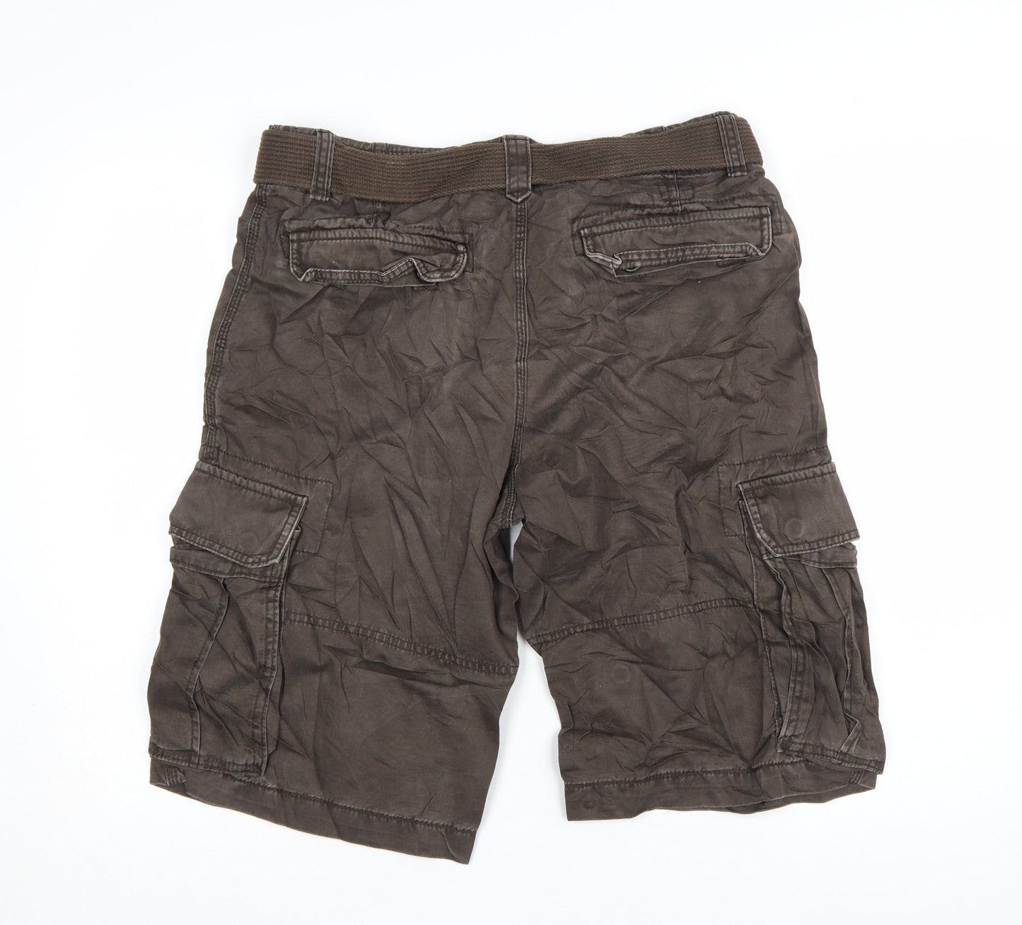 H&M L.O.G.G. Mens Brown Cargo Shorts Size 32 Regular Fit with Belt