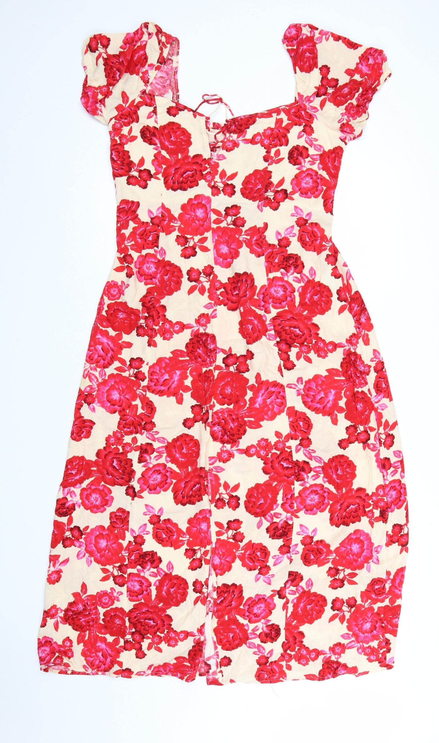 Stradivarius Women’s Multicoloured Floral Midi A-Line Dress Size 14