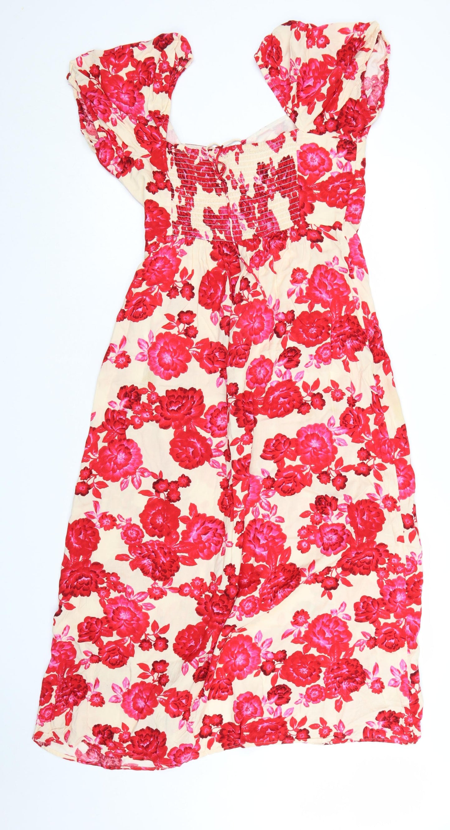 Stradivarius Women’s Multicoloured Floral Midi A-Line Dress Size 14