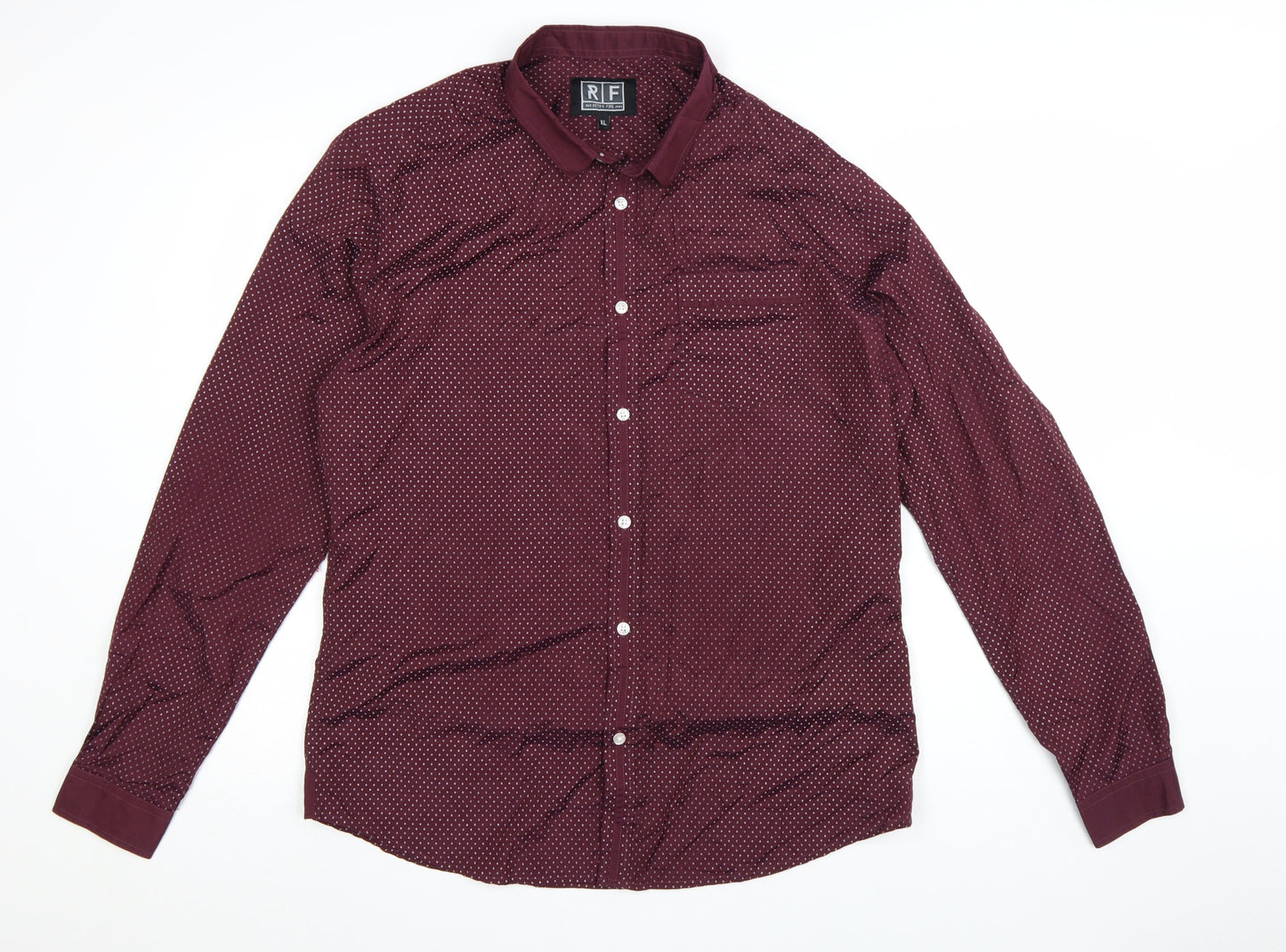 Blue Inc Men’s Red Geometric Long Sleeve Button-Up Shirt XL
