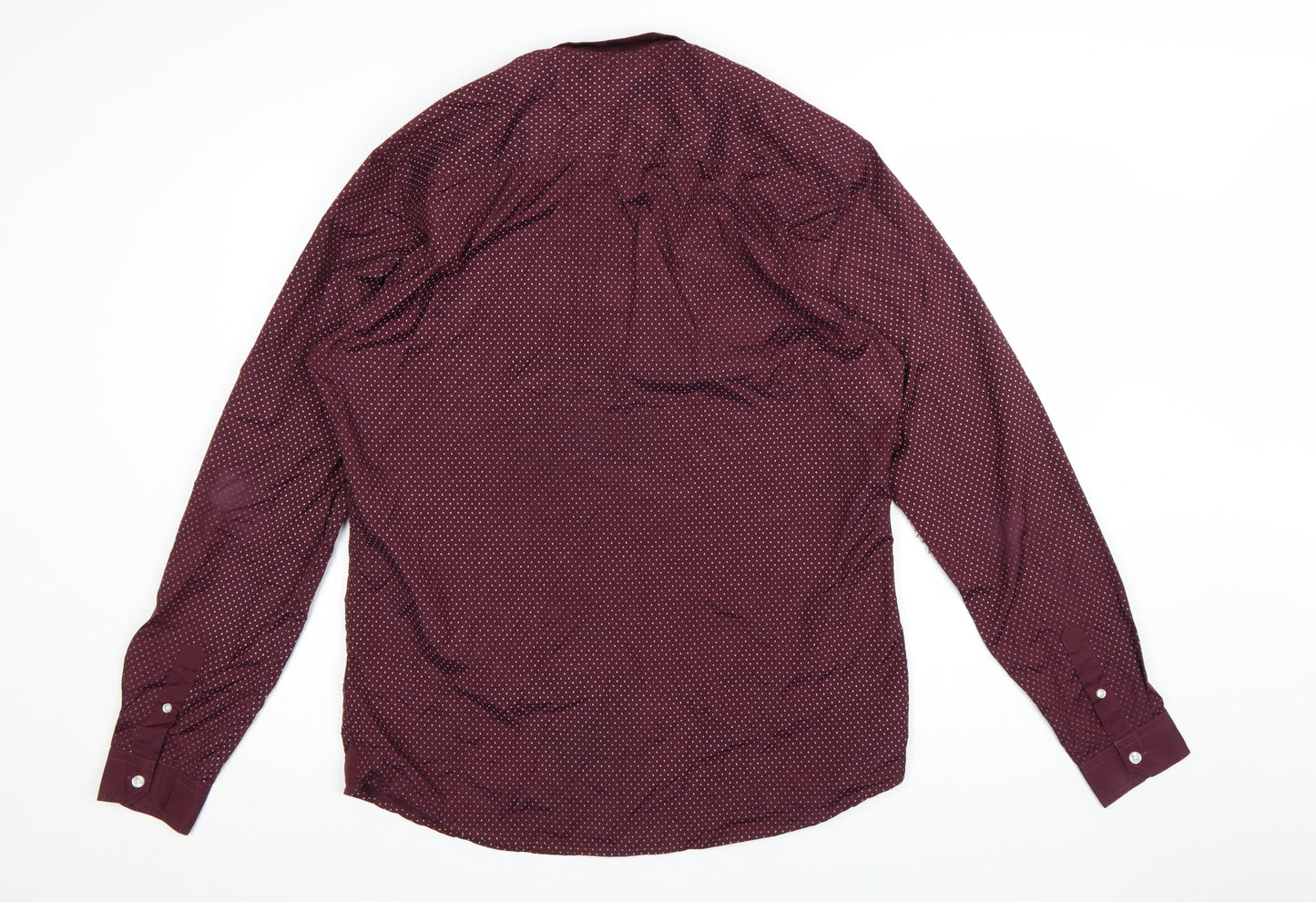 Blue Inc Men’s Red Geometric Long Sleeve Button-Up Shirt XL