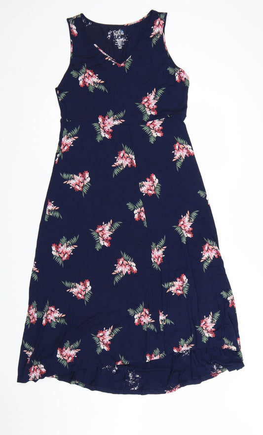 Croft & Barrow Women Blue Floral Fit & Flare Dress Size 12