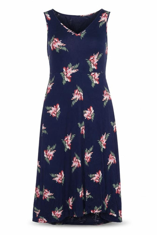 Croft & Barrow Women Blue Floral Fit & Flare Dress Size 12