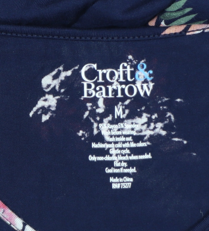 Croft & Barrow Women Blue Floral Fit & Flare Dress Size 12