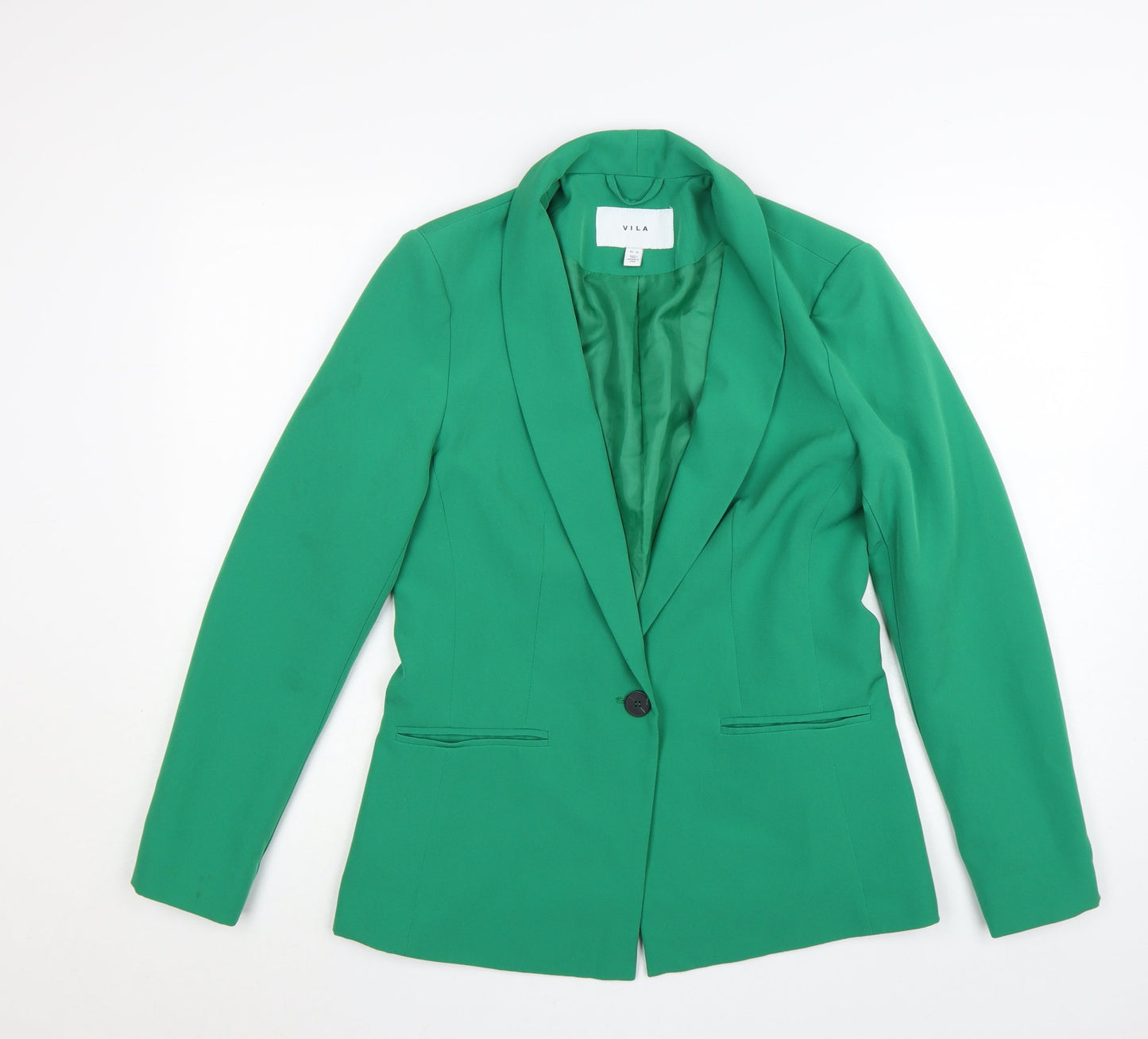 Vila Women's Green Slim Fit One Button Blazer Jacket Size 8