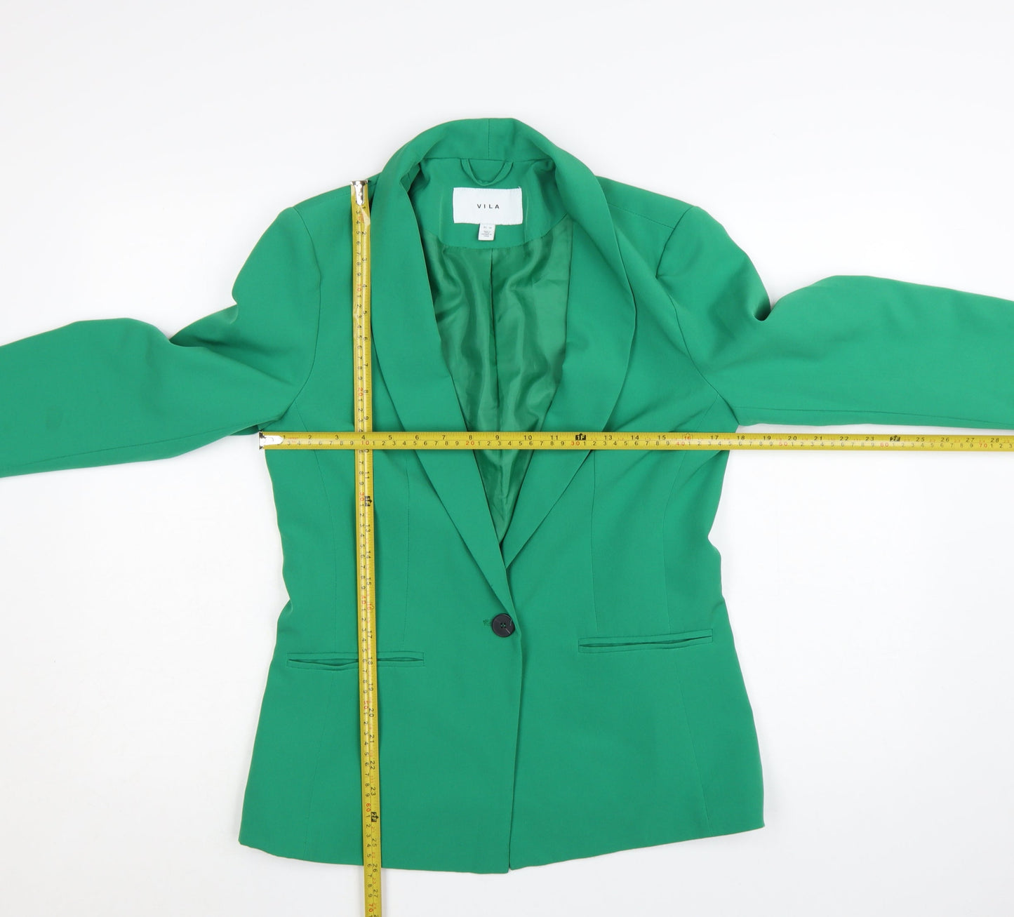 Vila Women's Green Slim Fit One Button Blazer Jacket Size 8