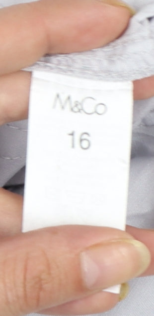 M&Co Women Silver Cotton Chino Shorts Size 16 Belted Casual