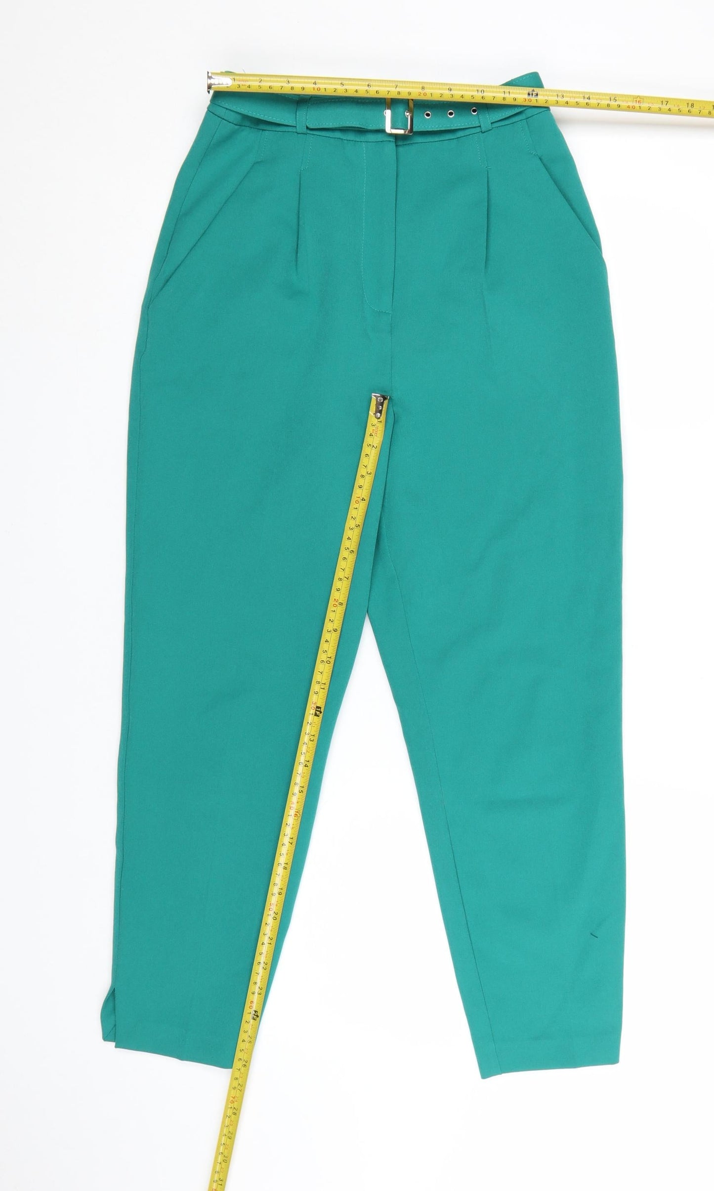 ASOS Women’s Green Paperbag Tapered Trousers UK 8 Belted Crepe