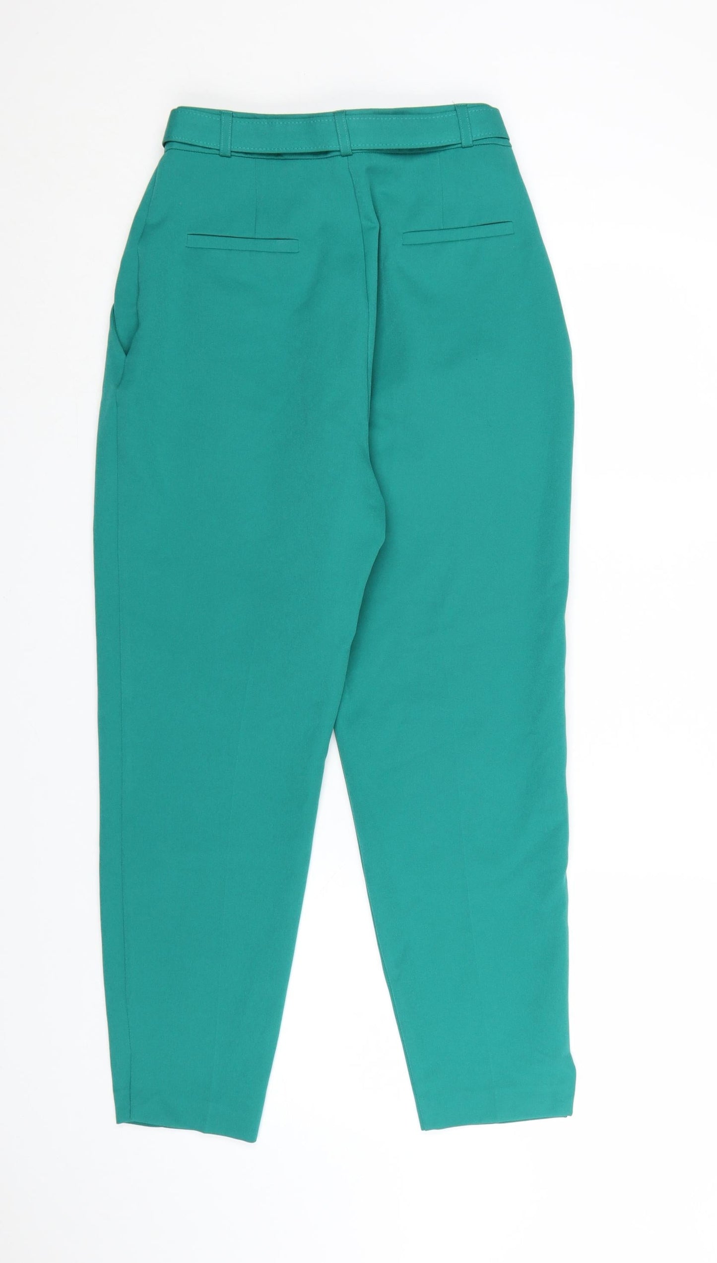 ASOS Women’s Green Paperbag Tapered Trousers UK 8 Belted Crepe