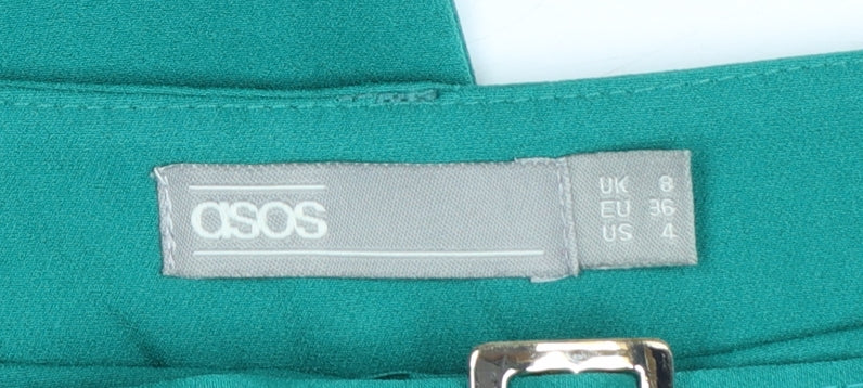 ASOS Women’s Green Paperbag Tapered Trousers UK 8 Belted Crepe