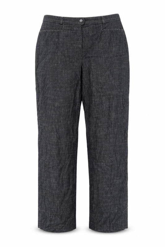 Gerry Weber Women's Grey Cotton Blend Stretch Straight Trousers Size 18