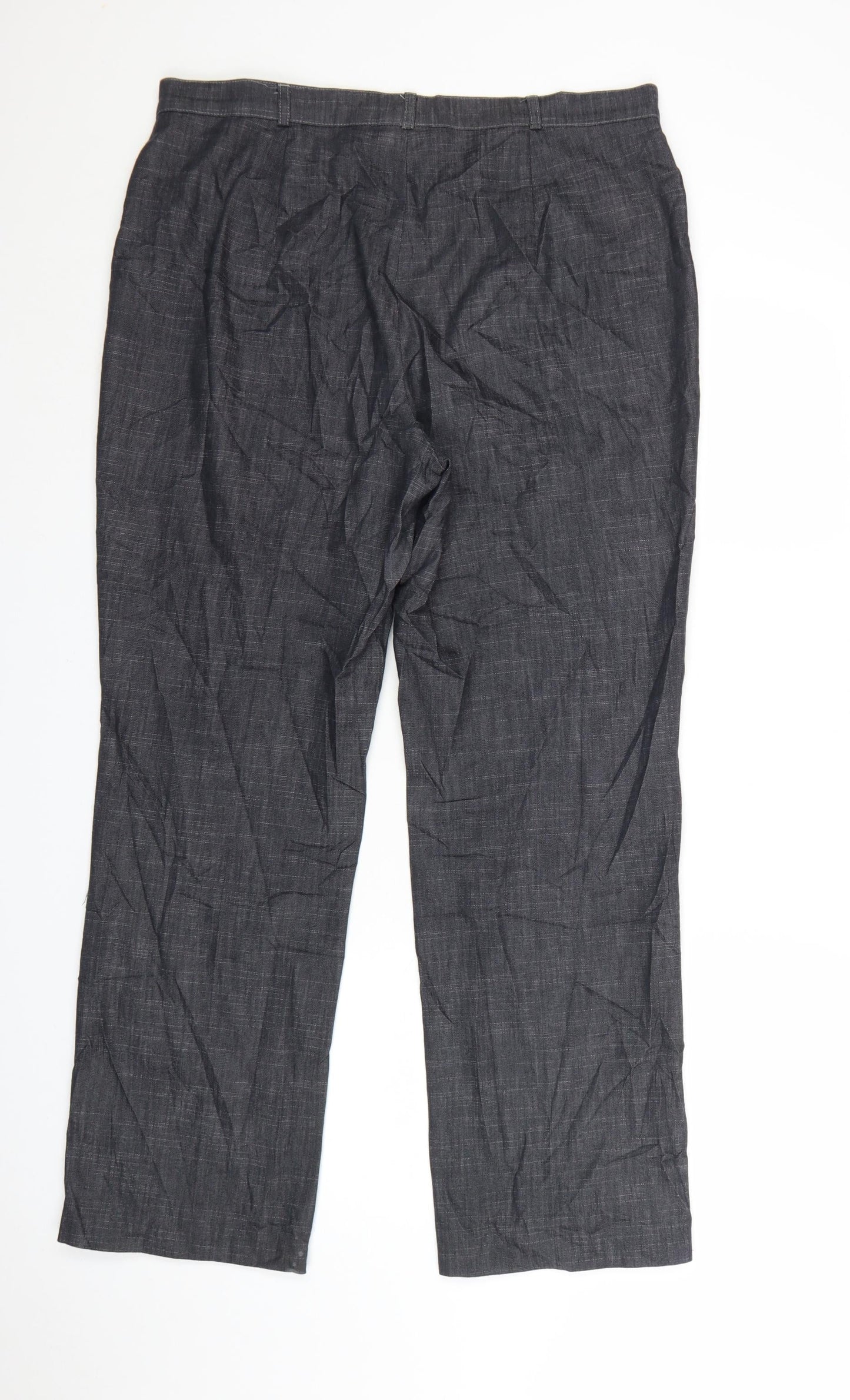 Gerry Weber Women's Grey Cotton Blend Stretch Straight Trousers Size 18