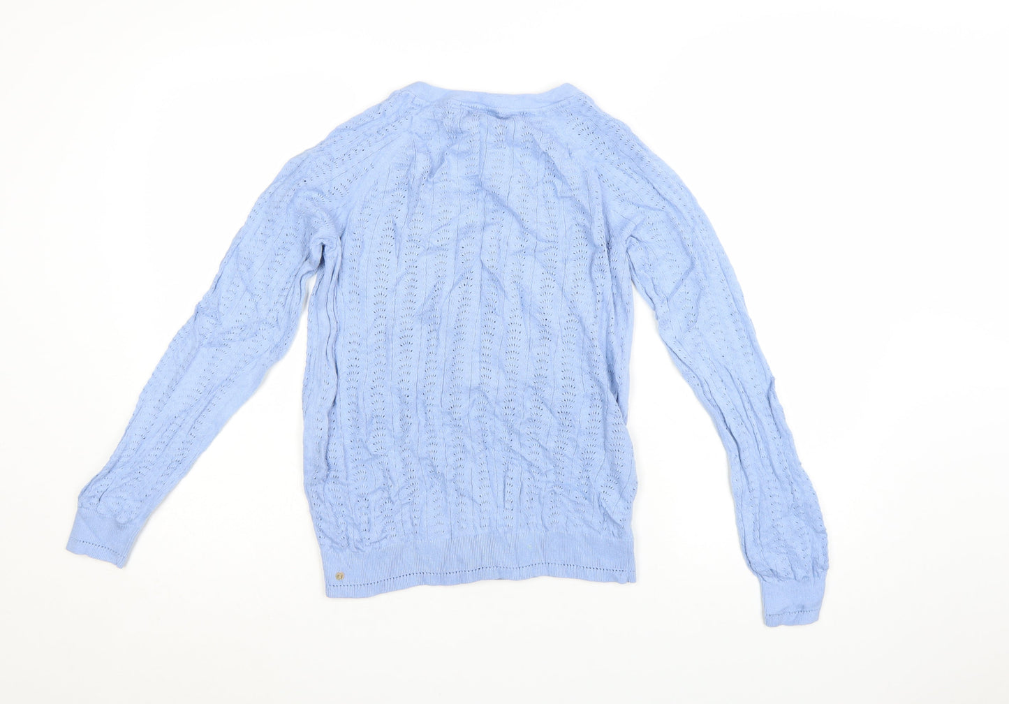 Fat Face Women's Blue Cotton Knit Cardigan UK 12 V-Neck Button