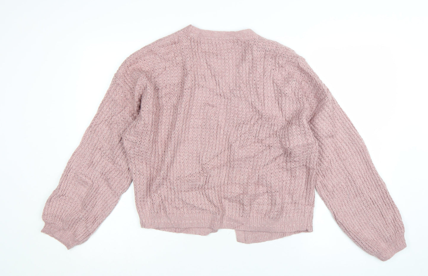 Fat Face Women's Pink Open-Knit Long Sleeve Cardigan UK 12
