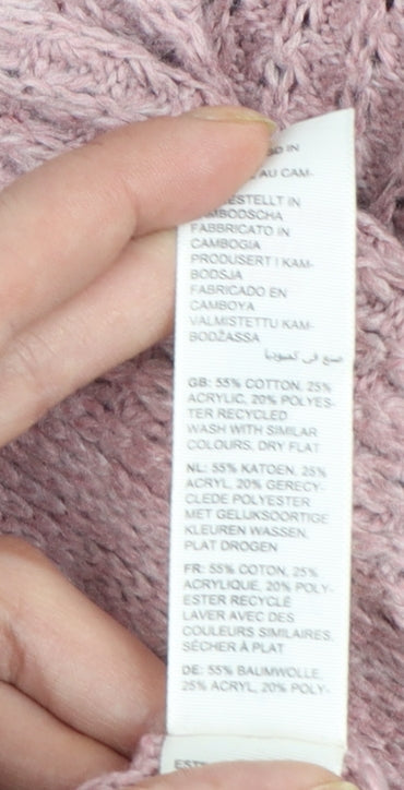 Fat Face Women's Pink Open-Knit Long Sleeve Cardigan UK 12