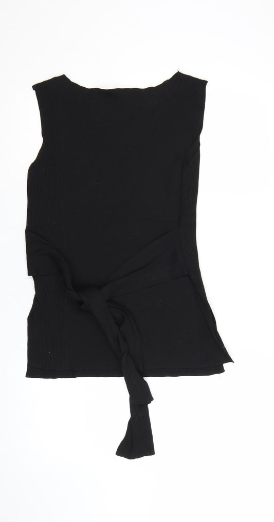 ZARA Women’s Black Knit Wrap Sleeveless Blouse Size 12