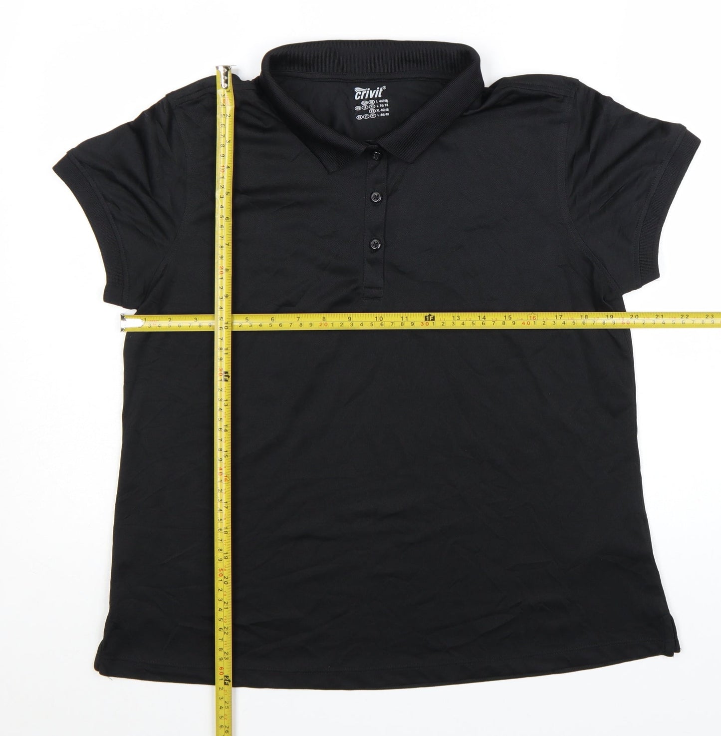 Crivit Women’s Black Polo Shirt L Short Sleeve Quick Dry