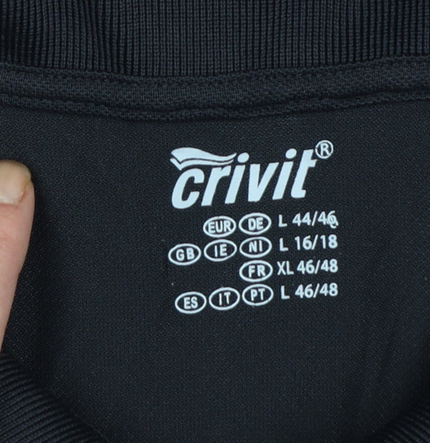 Crivit Women’s Black Polo Shirt L Short Sleeve Quick Dry