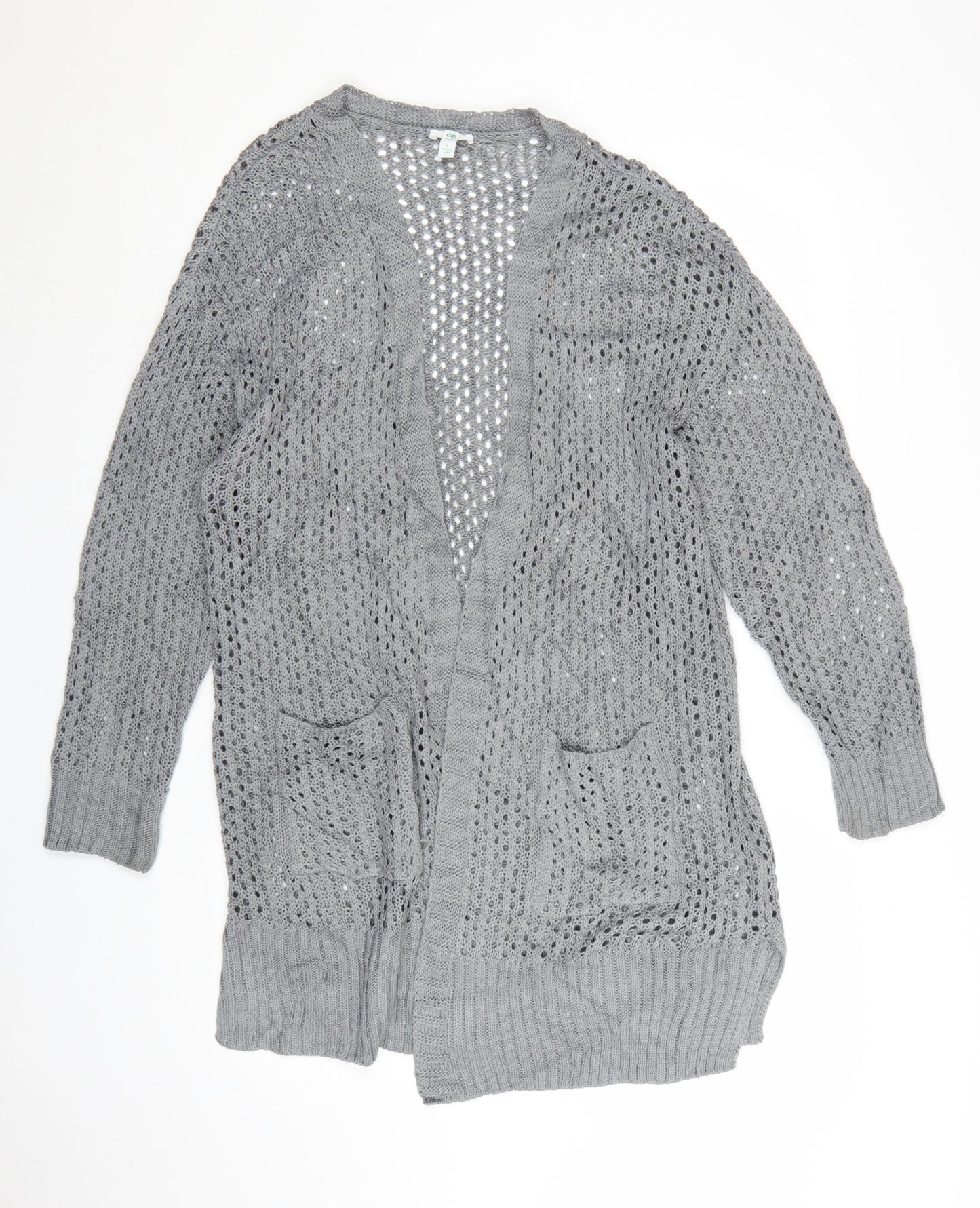 Dip Women's Grey Open Knit Long Sleeve Cardigan Size L