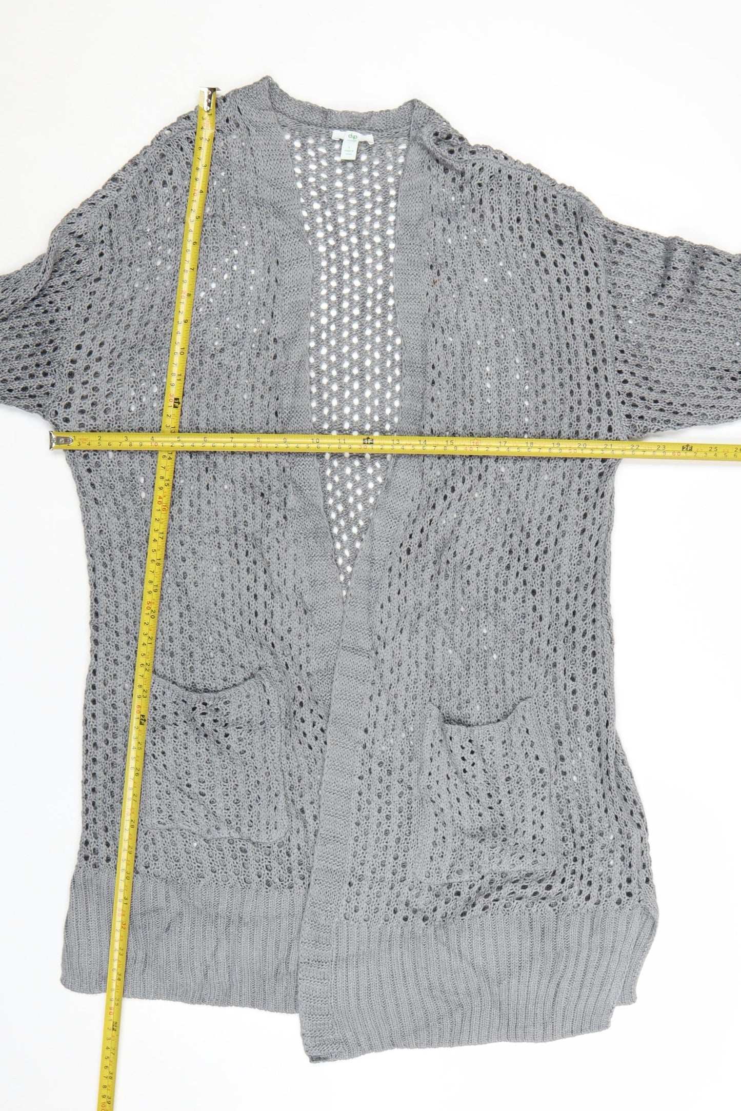 Dip Women's Grey Open Knit Long Sleeve Cardigan Size L