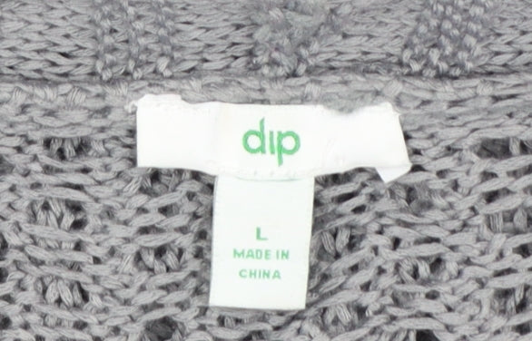 Dip Women's Grey Open Knit Long Sleeve Cardigan Size L