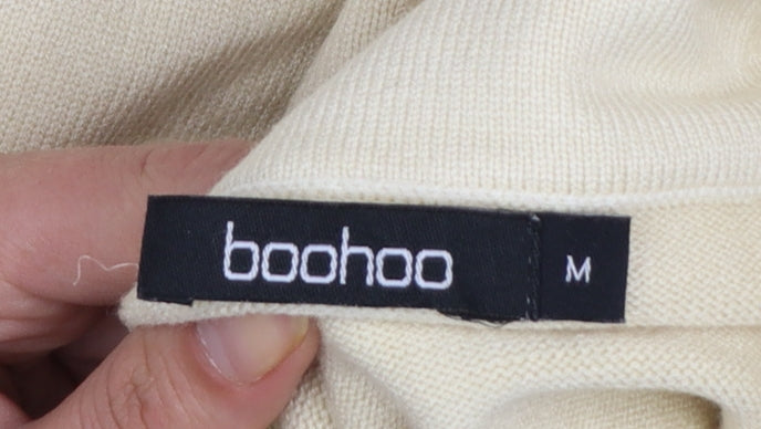 Boohoo Women Beige Knit Roll Neck Bodycon Midi Dress Size M
