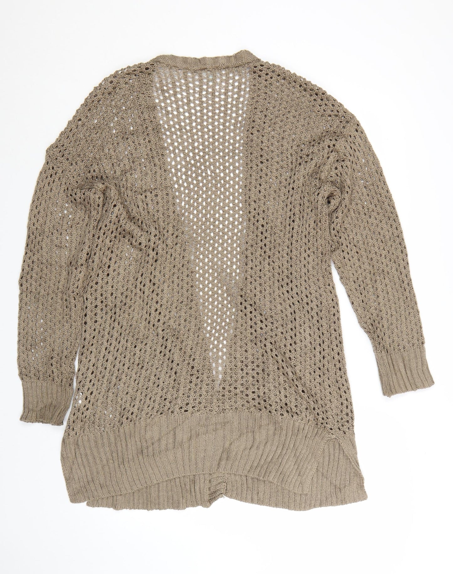 Dip Women Beige Open Knit Long Sleeve Cardigan L Lightweight