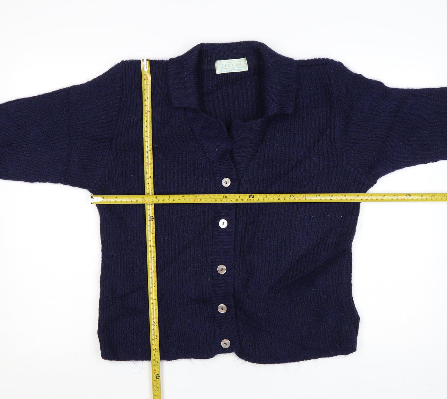 The Edinburgh Collection Women's Blue Wool Collared Cardigan S