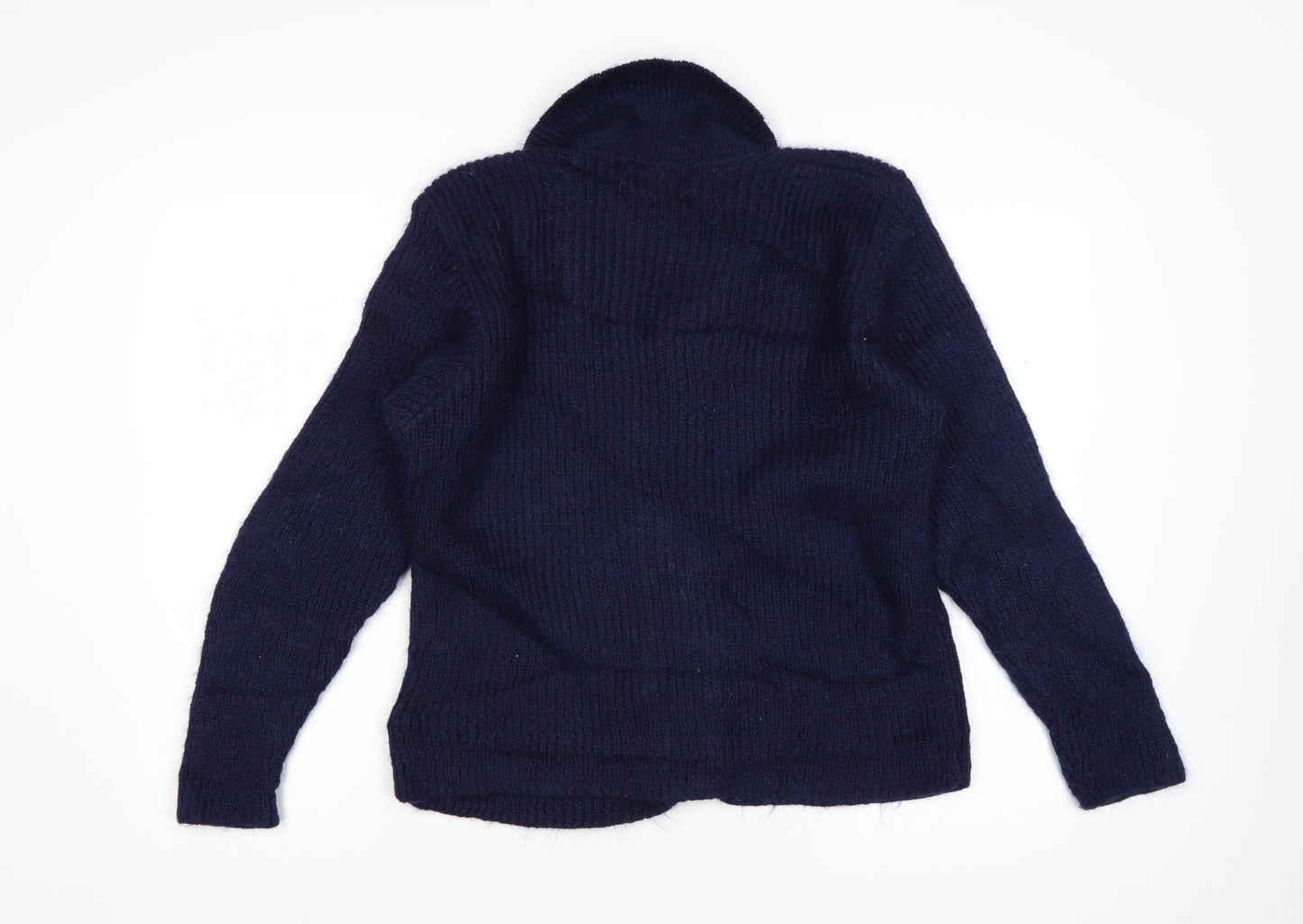The Edinburgh Collection Women's Blue Wool Collared Cardigan S