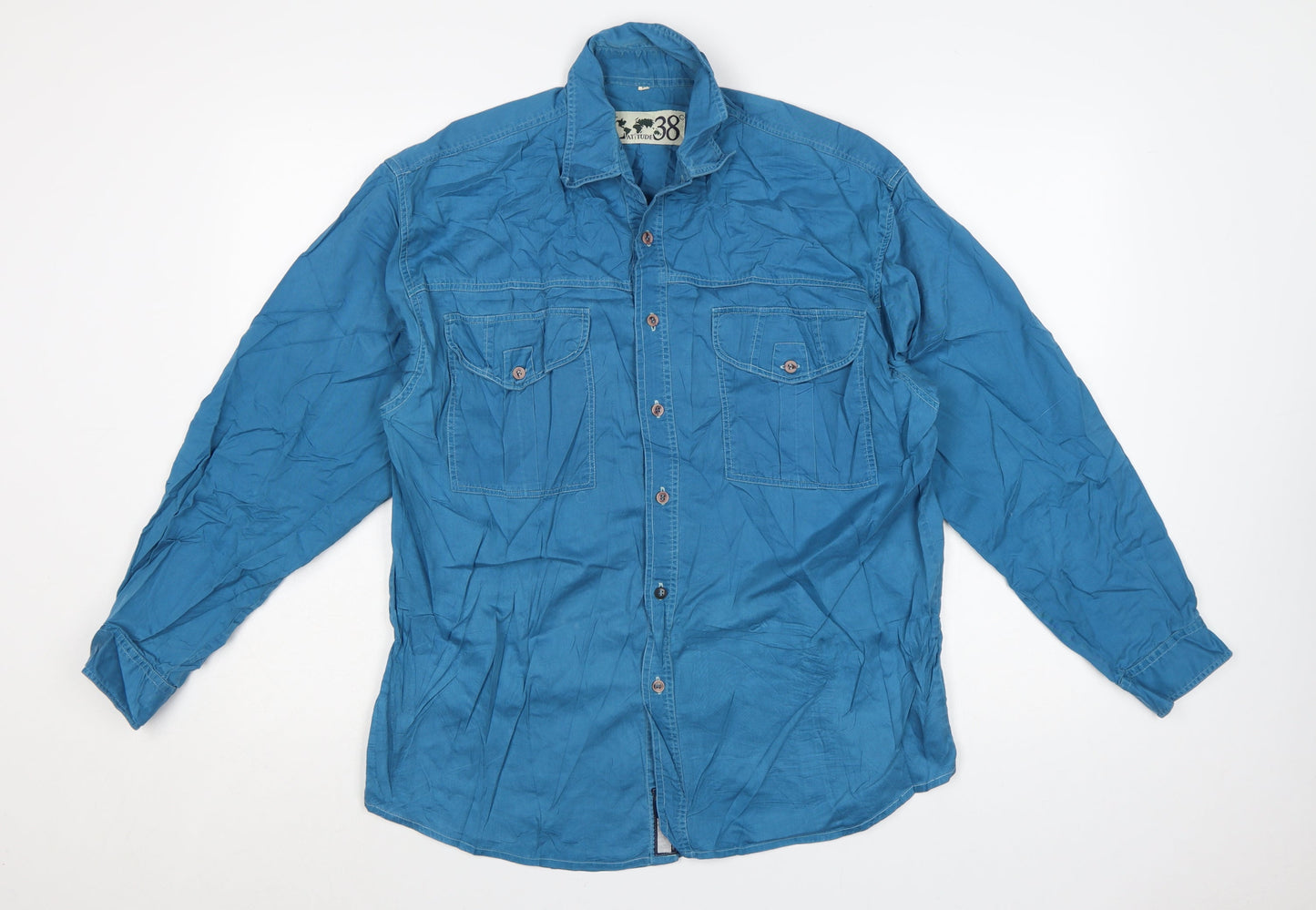 Latitude 38 Men's Blue Cotton Long Sleeve Button-Up Shirt Size M