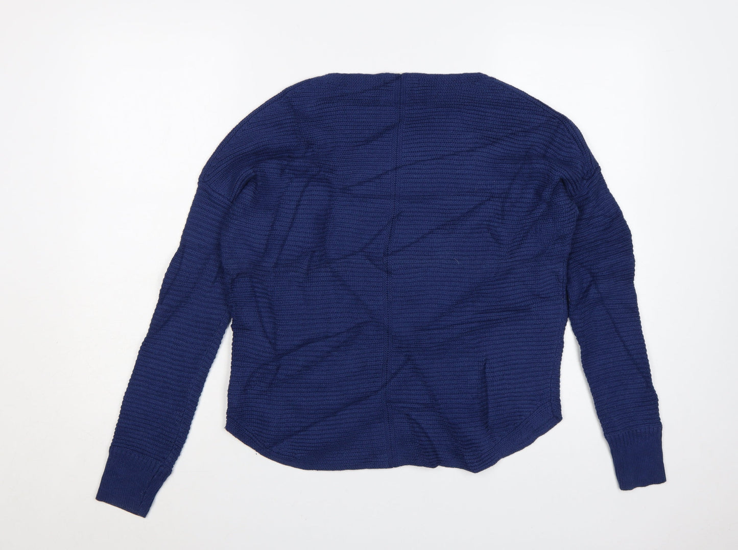White Stuff Women's Blue Cotton Waffle-Knit Jumper UK 8