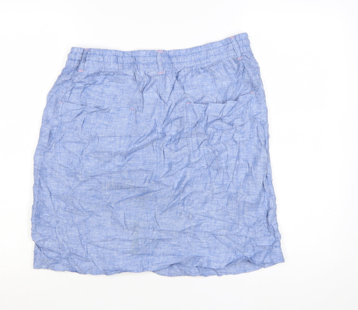 Marks and Spencer Womens Blue Linen Blend Knee Length Skirt Size 16