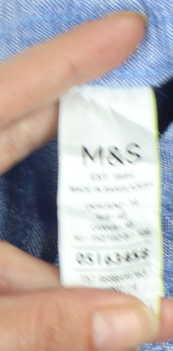 Marks and Spencer Womens Blue Linen Blend Knee Length Skirt Size 16