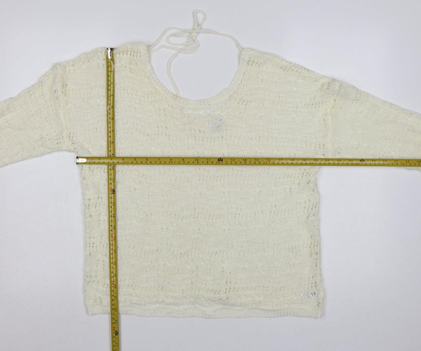 Kaleidoscope Women Ivory Open-Knit 3/4 Sleeve Pullover Jumper Size 14