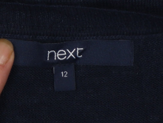 Next Women Blue Star Knit Puff Sleeve Jumper Size 12