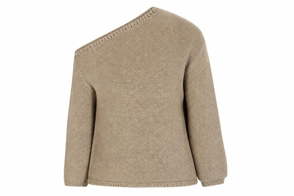 Marks & Spencer Women Beige L Asymmetrical Knit Pullover Jumper