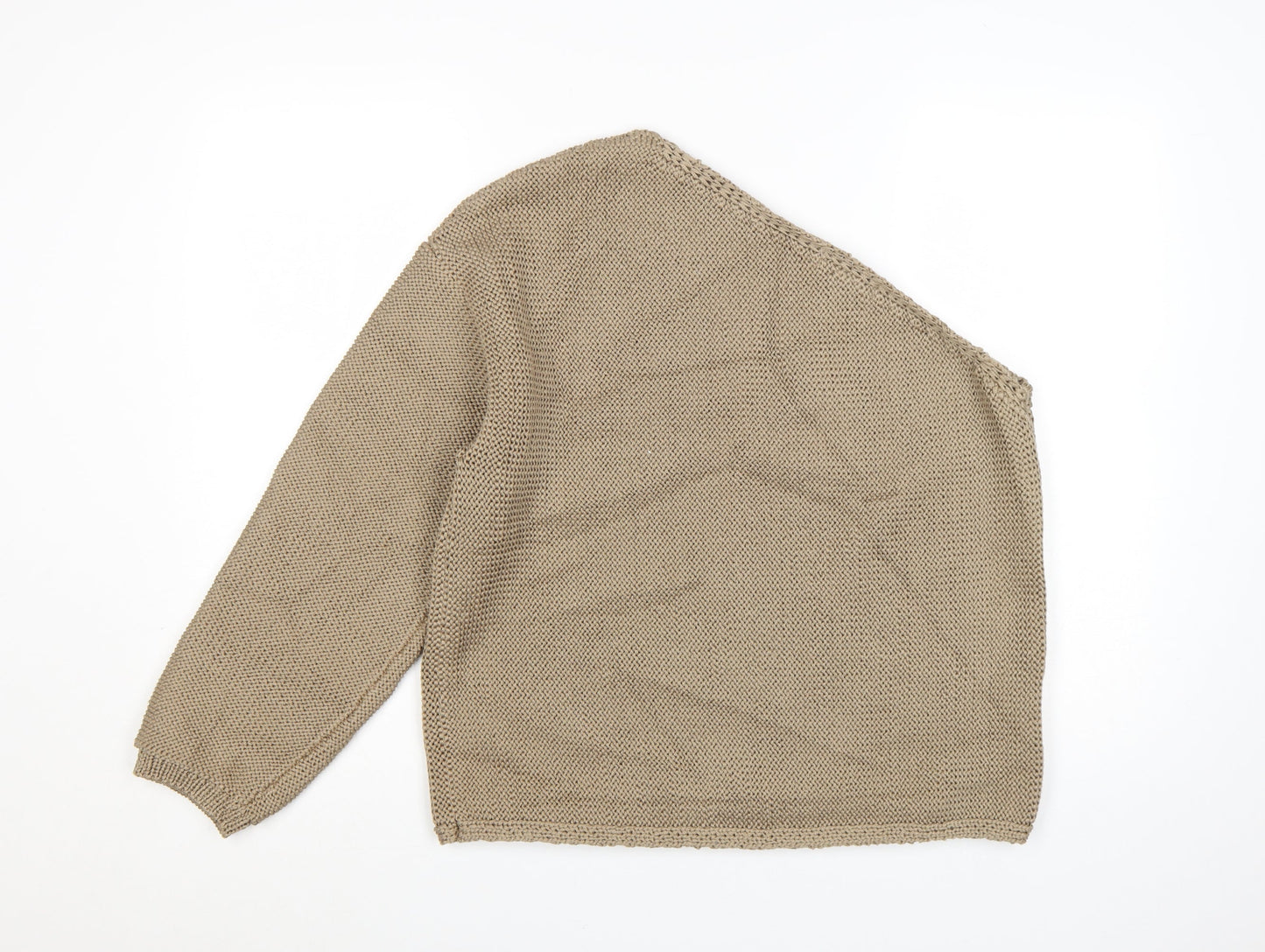 Marks and Spencer Women Beige L Asymmetrical Knit Pullover Jumper